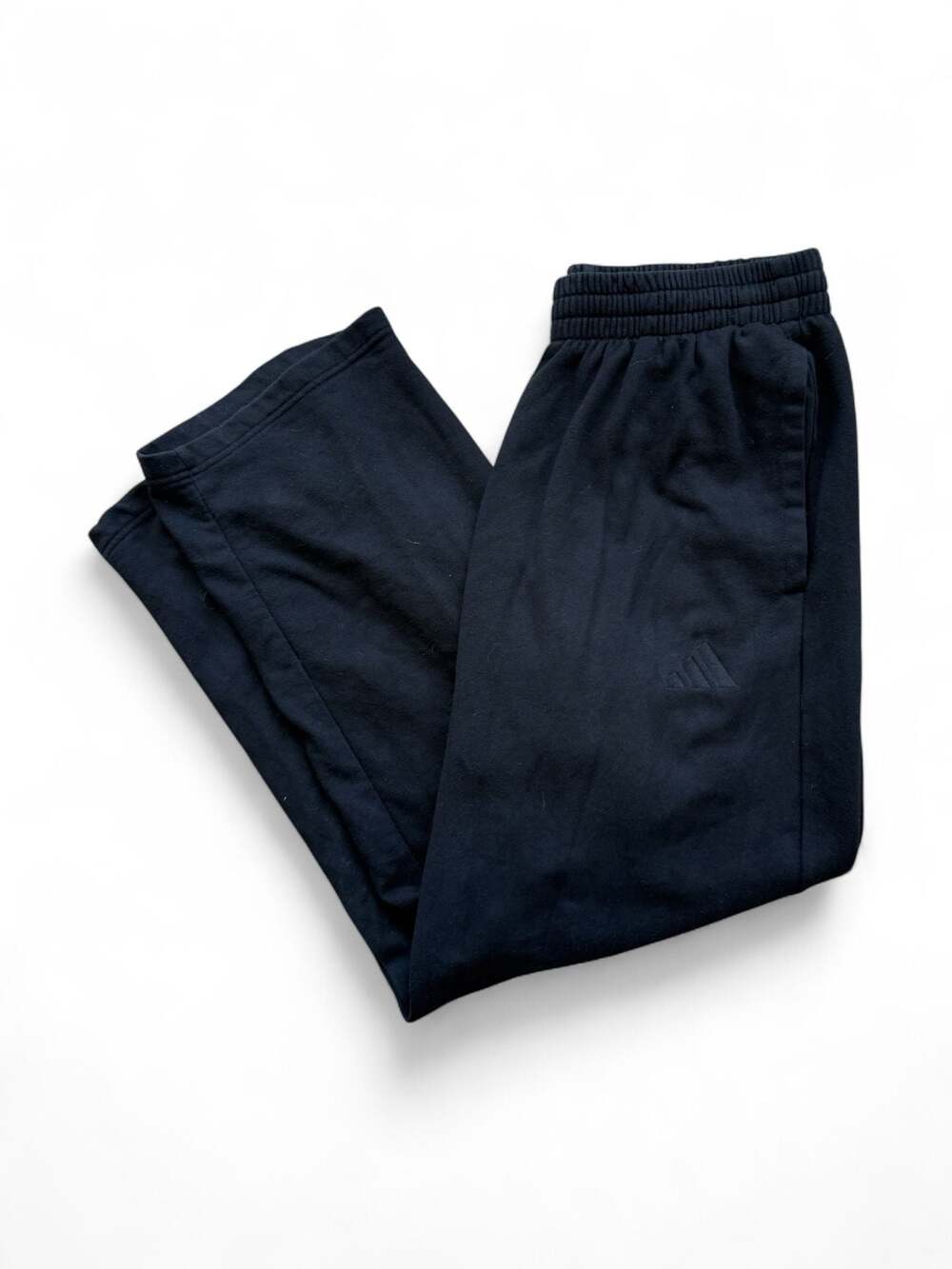 Adidas Men's Black Fleece Essential Sweatpants with Elastic Waist